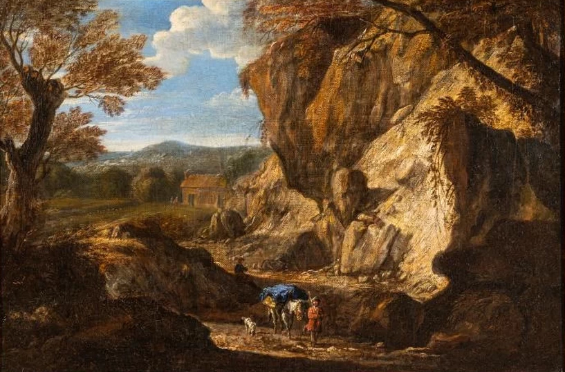 Giuseppe Zola-35-Paesaggio con viandante - attribuito